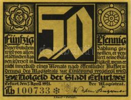 Német Birodalom/Weimari Köztársaság/Erfurt 1921. 50Pf (5x) 5 klf db, teljes sor T:I,I- kis sarokhián...