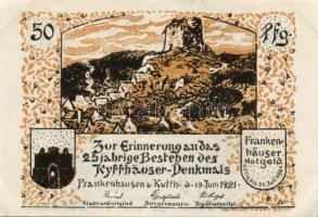 Német Birodalom/Weimari Köztársaság/Frankenhausen 1921. 50Pf (6x) 6 klf db, teljes sor T:I- saroktör...