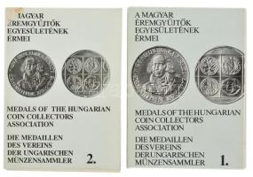 Szolláth György: A Magyar Éremgyűjtők Egyesületének Érmei 1. kötet (1969-1984). MÉE, Budapest, 1985. + Szolláth György: A Magyar Éremgyűjtők Egyesületének Érmei 2. kötet (1984-1989).MÉE, Budapest, 1990. Magyar, angol és német nyelvű szakirodalom. Használt állapotú kötetek, az egyik könyv gerincének ragasztása felvált.