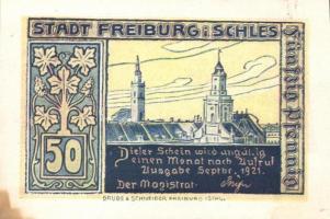 Német Birodalom/Weimari Köztársaság/Freiburg 1921. 10Pf + 25Pf (5x) + 50Pf (4x) 10 klf db, teljes so...