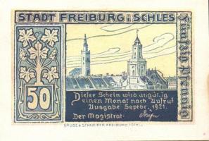 Német Birodalom/Weimari Köztársaság/Freiburg 1921. 10Pf + 25Pf (5x) + 50Pf (4x) 10 klf db, teljes so...