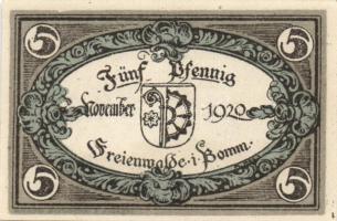 Német Birodalom/Weimari Köztársaság/Freienwalde 1921. 5Pf + 10Pf + 25Pf + 50Pf + 75Pf 5 klf db, teljes sor T:I