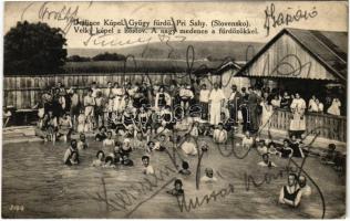1926 Gyűgy-fürdő, Dudince Kúpel (Pri Sahy); Velky kúpel z hostov / nagy medence a fürdőzőkkel / big swimming pool with bathing people, spa (EK)