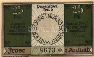 Német Birodalom/Weimari Köztársaság/Frose 1921. 25Pf + 50Pf (3x)+ 75Pf + 1M 6 klf db, teljes sor T:I