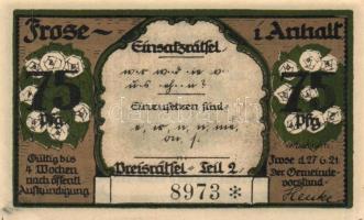 Német Birodalom/Weimari Köztársaság/Frose 1921. 25Pf + 50Pf (3x)+ 75Pf + 1M 6 klf db, teljes sor T:I