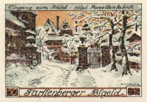 Német Birodalom/Weimari Köztársaság/Fürstenberg 1921. 50Pf + 75Pf + 1M + 2M összesen 4 klf db, telje...