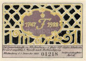 Német Birodalom/Weimari Köztársaság/Fürstenberg 1921. 50Pf + 75Pf + 1M + 2M összesen 4 klf db, telje...