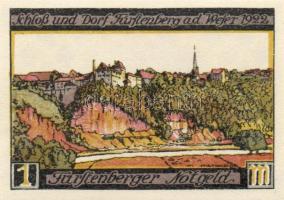 Német Birodalom/Weimari Köztársaság/Fürstenberg 1921. 50Pf + 75Pf + 1M + 2M összesen 4 klf db, telje...