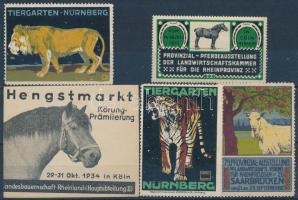 cca 1910 5 db állat és állatkert témájú levélzáró