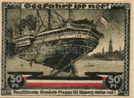 Német Birodalom/Weimari Köztársaság/Hamburg 1921. 50Pf perem és értékjelzés ezüsttel felülnyomva + 1M perem és értékjelzés arannyal felülnyomva T:I