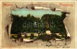 1900 Pozsony, Pressburg, Bratislava; Ligeti díszkert / Aupark. G. Rüger & Co. No. 9503. Art Nouveau, litho (Rb)