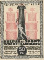 Német Birodalom/Weimari Köztársaság/Hamburg 1921. 50Pf perem és értékjelzés ezüsttel felülnyomva + 1...