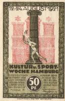 Német Birodalom/Weimari Köztársaság/Hamburg 1921. 50Pf + 75Pf + 1M 3 klf db, teljes sor T:I