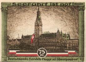 Német Birodalom/Weimari Köztársaság/Hamburg 1921. 50Pf + 75Pf + 1M 3 klf db, teljes sor T:I