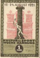 Német Birodalom/Weimari Köztársaság/Hamburg 1921. 50Pf + 75Pf + 1M 3 klf db, teljes sor T:I