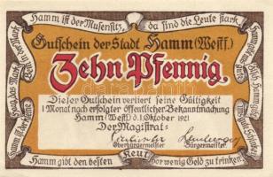 Német Birodalom/Weimari Köztársaság/Hamm 1921. 10Pf (4x) + 25Pf (4x) + 50Pf (4x) összesen 12 klf db,...