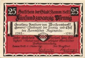 Német Birodalom/Weimari Köztársaság/Hamm 1921. 10Pf (4x) + 25Pf (4x) + 50Pf (4x) összesen 12 klf db,...