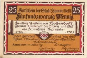 Német Birodalom/Weimari Köztársaság/Hamm 1921. 10Pf (4x) + 25Pf (4x) + 50Pf (4x) összesen 12 klf db,...