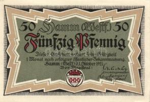 Német Birodalom/Weimari Köztársaság/Hamm 1921. 10Pf (4x) + 25Pf (4x) + 50Pf (4x) összesen 12 klf db,...