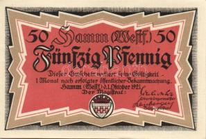 Német Birodalom/Weimari Köztársaság/Hamm 1921. 10Pf (4x) + 25Pf (4x) + 50Pf (4x) összesen 12 klf db,...