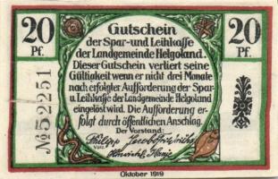 Német Birodalom/Weimari Köztársaság/Helgoland D.N. 20Pf + 25 Pf + 50Pf, 3 klf db, teljes sor T:I