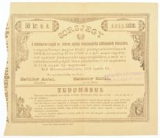 Máramarossziget 1892. A máramaros-szigeti ev. reform. egyház templomépítési költségeinek fedezésére sorsjegy 50kr értékben bélyegzésekkel T:II / Hungary / Máramarossziget 1892. To cover the cost of building the church of the Lutheran Reformed Church in Máramarossziget lottery ticket eith 50 Kreuzer value, with overprints C:XF