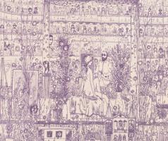 Gross Arnold (1929-2015): A művészet dicsérete. Ofszet, papír, jelzés nélkül. Foltos. Paszpartuban. ...