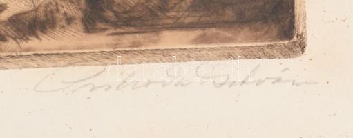 Prihoda István (1891-1965): Anya gyermekkel. Rézkarc, papír, jelzett. Lap széle kissé sérült. 27x21,...