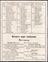 1861 Máramaros vármegye tisztviselőinek névsora, bizottmányi tagjainak névsora. 8 p