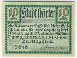 Német Birodalom/Weimari Köztársaság/Höxter 1921. 10Pf + 25 Pf + 50Pf, 3 klf db, teljes sor T:I