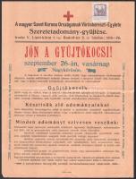 cca 1910 Vöröskereszt gyűjtőkocsi Nagykőrösön hirdetmény 25x32 cm
