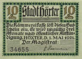 Német Birodalom/Weimari Köztársaság/Höxter 1921. 10Pf + 25 Pf + 50Pf, 3 klf db, teljes sor T:I