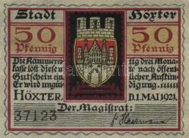 Német Birodalom/Weimari Köztársaság/Höxter 1921. 10Pf + 25 Pf + 50Pf, 3 klf db, teljes sor T:I