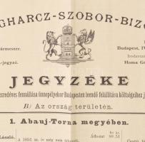 cca 1890 A Szabadságharcz-szobor Bizottmány gyűjtő jegyzéke. 4 p Kis szakadással 31x48 p