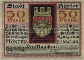 Német Birodalom/Weimari Köztársaság/Höxter 1921. 10Pf + 25 Pf + 50Pf, 3 klf db, teljes sor T:I