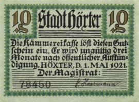 Német Birodalom/Weimari Köztársaság/Höxter 1921. 10Pf + 25 Pf + 50Pf, 3 klf db, teljes sor T:I