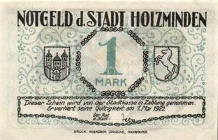 Német Birodalom/Weimari Köztársaság/Holzminden 1922. 1M (4x), 4 klf db, teljes sor T:I