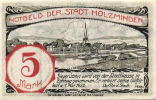 Német Birodalom/Weimari Köztársaság/Holzminden 1922. 5M (4x), 4 klf db, teljes sor T:I,R!