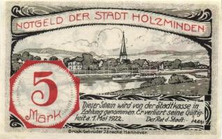 Német Birodalom/Weimari Köztársaság/Holzminden 1922. 5M (4x), 4 klf db, teljes sor T:I,R!