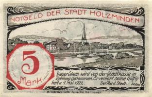 Német Birodalom/Weimari Köztársaság/Holzminden 1922. 5M (4x), 4 klf db, teljes sor T:I,R!