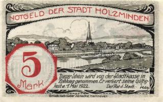 Német Birodalom/Weimari Köztársaság/Holzminden 1922. 5M (4x), 4 klf db, teljes sor T:I,R!