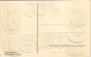 Russland - Münzenkarte und Nationalflagge / Oroszország - érmék és zászló. Dombornyomott / Russian c...