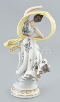 Porcelán női figura, jelzett, sérült, m: 20 cm