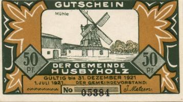 Német Birodalom/Weimari Köztársaság/Husbyholz 1921. 50Pf (6x), 6 klf db, teljes sor T:I