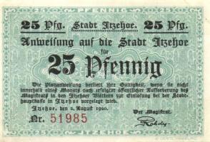 Német Birodalom/Weimari Köztársaság/Itzehoe 1920. 25Pf + 50Pf + 1M, 3 klf db, teljes sor T:I