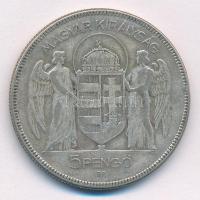 1930. 5P Ag "Horthy jobbra" T:3 patina 
Adamo P8