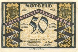 Német Birodalom/Weimari Köztársaság/Jena 1921. 10Pf + 25Pf + 50Pf (3x), 8 klf db, teljes sor T:I