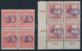 Debrecen I. 1919 2 klf Hadisegély 4-es tömb / Mi 11,13 block of 4. Signed: Bodor