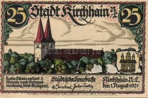 Német Birodalom/Weimari Köztársaság/Kirchain 1921. 25Pf + 50Pf + 75Pf, 3 klf db, teljes sor T:I