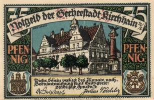 Német Birodalom/Weimari Köztársaság/Kirchain 1921. 25Pf + 50Pf + 75Pf, 3 klf db, teljes sor T:I